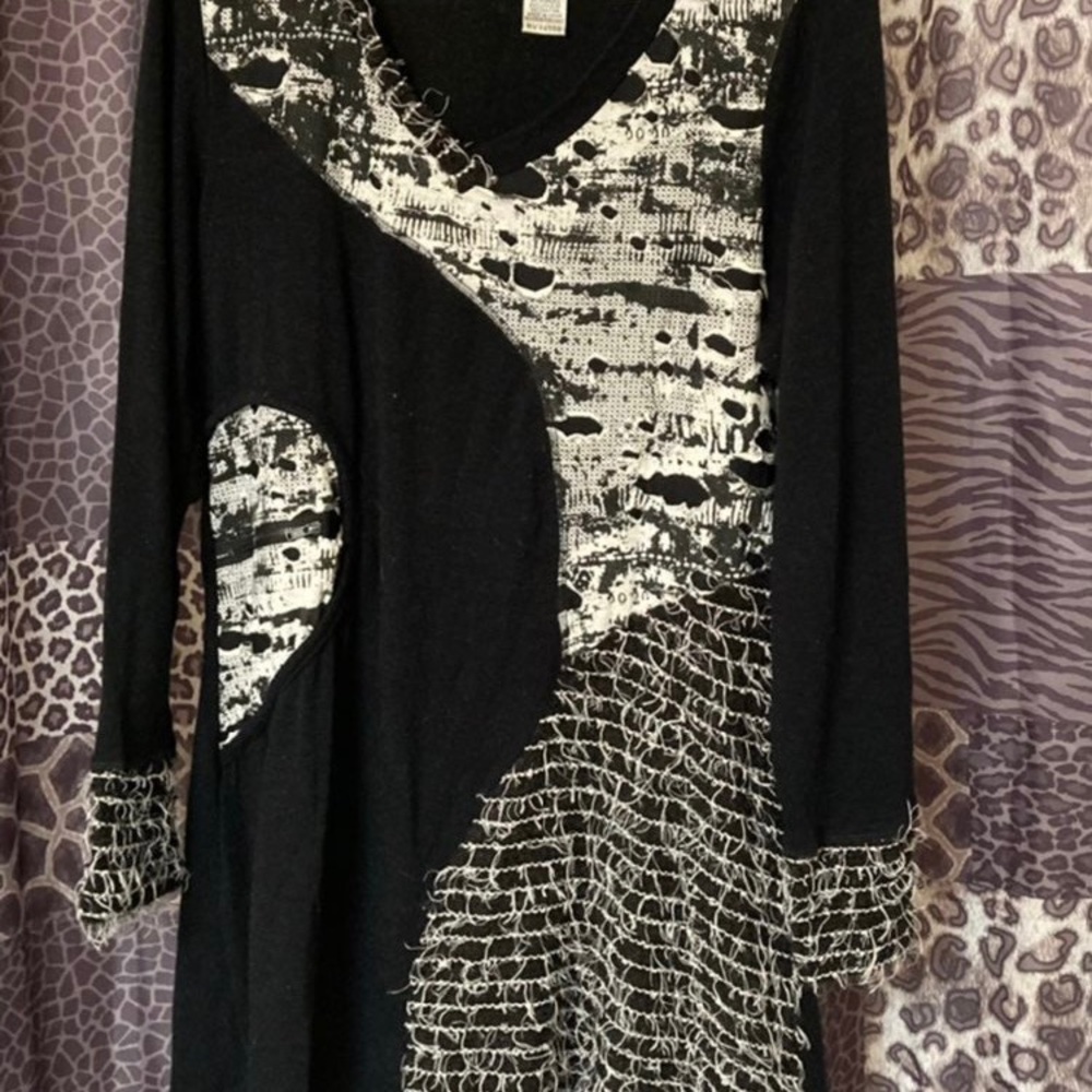 Black Mixed Media Mini-Dress by Shana K